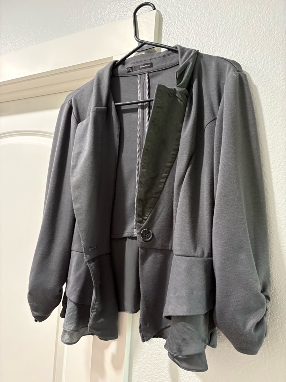 Maurices Dark Gray Peplum Blazer with Layered Hem